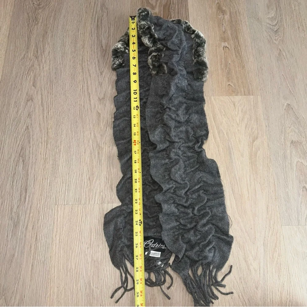 Cedrics Gray Cashmere/Genuine Rex Rabbit Fur Scarf